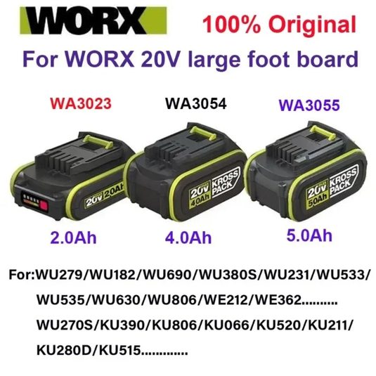 Genuine Original Worx Green Battery WA3023 WA3054 WA3055 WA3406 20V 2.0Ah / 4.0Ah / 5.0Ah / 6.0Ah - Electrical Tool Li-ion Battery - Polar Tech Australia