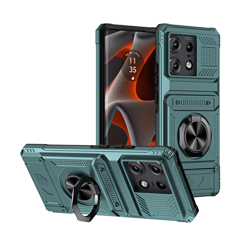 Cargue la imagen en el visor de la galería, Motorola Moto G Stylus 5G (2024) - TPU+PC Shockproof Card Slot Phone Case with Metal Ring Holder
