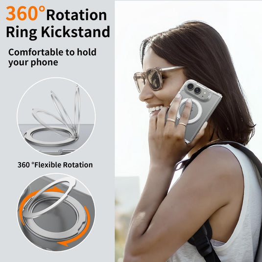 Apple iPhone Ultra / Fold - Scratch-proof Transparent Rotating Holder Magnetic Phone Case
