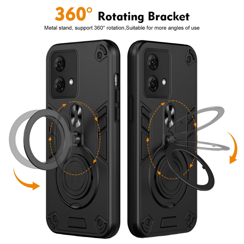 Load image into Gallery viewer, Motorola Moto E32 - Metal Ring 360 Degree Rotating Holder PC Hybrid TPU Phone Case
