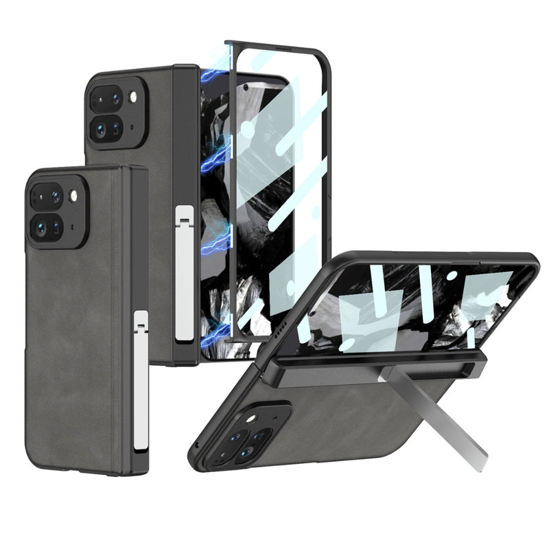 Cargue la imagen en el visor de la galería, Google Pixel 9 Pro Fold - Integrated Frosted Fold Hinge Leather Phone Case - Polar Tech Australia
