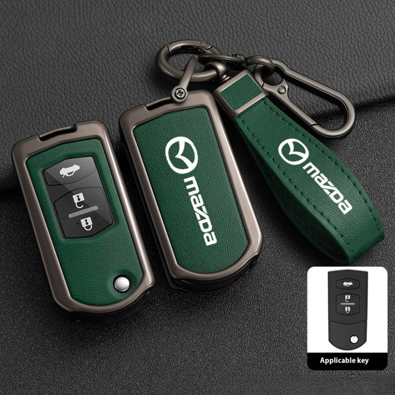 Chargez l&#39;image dans la visionneuse de la galerie, Mazda Zinc Alloy Leather Folding Car Key Fob Case Cover For Mazda 2, 3, 5, 6, CX-5, CX-7, CX-9, RX-8, MX-5
