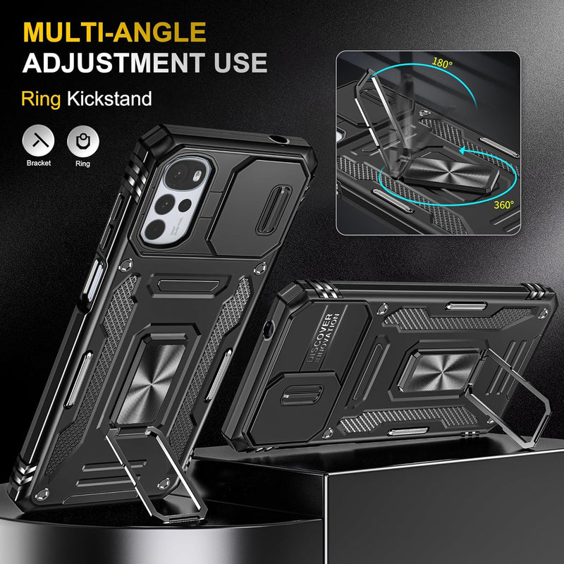 Load image into Gallery viewer, [Magnetic Rotable Kickstand][Slide Camera Cover] Motorola Moto G22 - Shield Shockproof Rugged Heavy Duty Case - Polar Tech Australia

