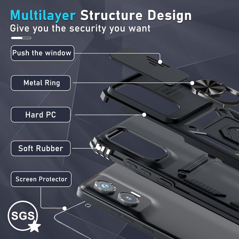 Chargez l&#39;image dans la visionneuse de la galerie, [Magnetic Ring Kickstand][Slide Camera Cover] Motorola Moto G Stylus 5G 2024 - Shield Shockproof Rugged Heavy Duty Case - Polar Tech Australia
