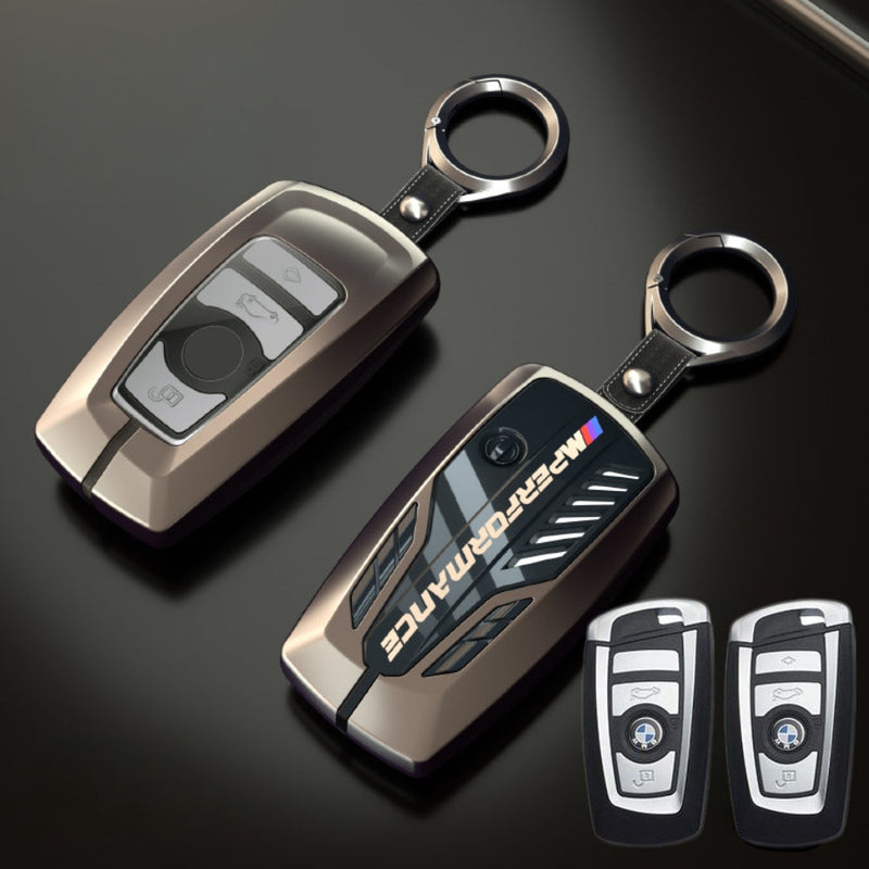 Cargue la imagen en el visor de la galería, BMW Carbon Fiber Metal Protective Car Key Fob Case Cover For 1, 3, 4, 5, 6 Series, X3, X5, X6, X7
