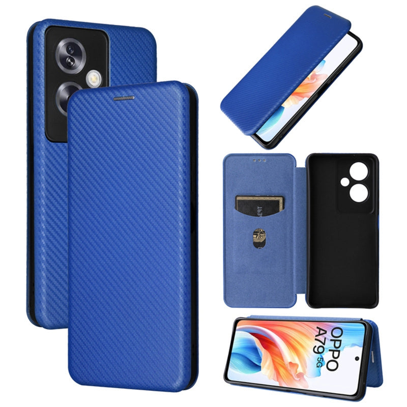 Cargue la imagen en el visor de la galería, OPPO A79 5G (CPH2557, CPH2553) - Carbon Fiber Texture Flip Leather Phone Case - Polar Tech Australia
