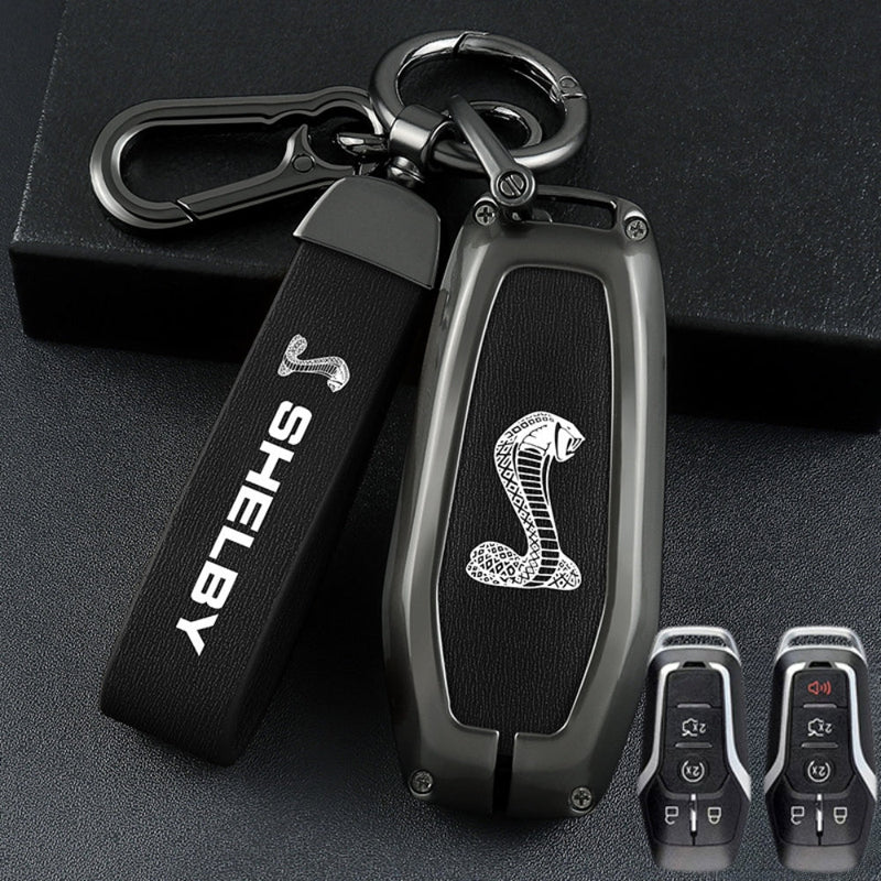 Chargez l&#39;image dans la visionneuse de la galerie, Ford Mustang Zinc Alloy Leather Car Key Fob Case Cover
