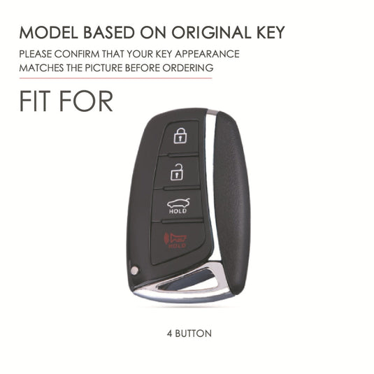Hyundai Handcrafted Genuine Leather Car Key Fob Protective Case Cover For Santa Fe, Sport, Ix45, Equus, Centennial, Genesis G80, Grandeur, Azera