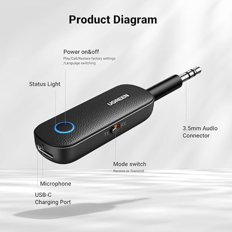 Chargez l&#39;image dans la visionneuse de la galerie, UGREEN Bluetooth 5.0 Transmitter Receiver Handsfree Talking for Car - Polar Tech Australia
