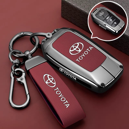 Toyota PU Leather + Zinc Alloy Car Key Fob Case Cover For Corolla, Prius, Camry, C-HR, RAV4, Altis, Land Cruiser Prado - i-Station Mobile Phone & Electronic Device Repair and Accessories