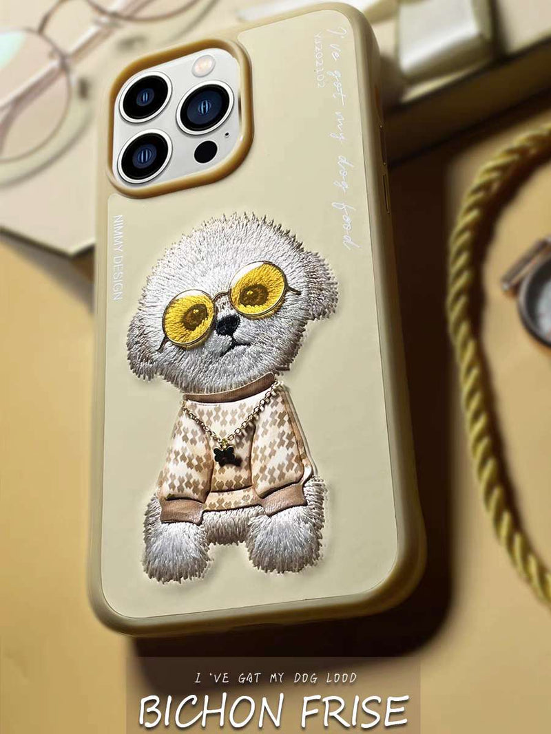 Load image into Gallery viewer, Nimmy Pet Animal Series iPhone 13/14/15/Pro/Max Embroidery 3D Cute Cool Case - Polar Tech Australia
