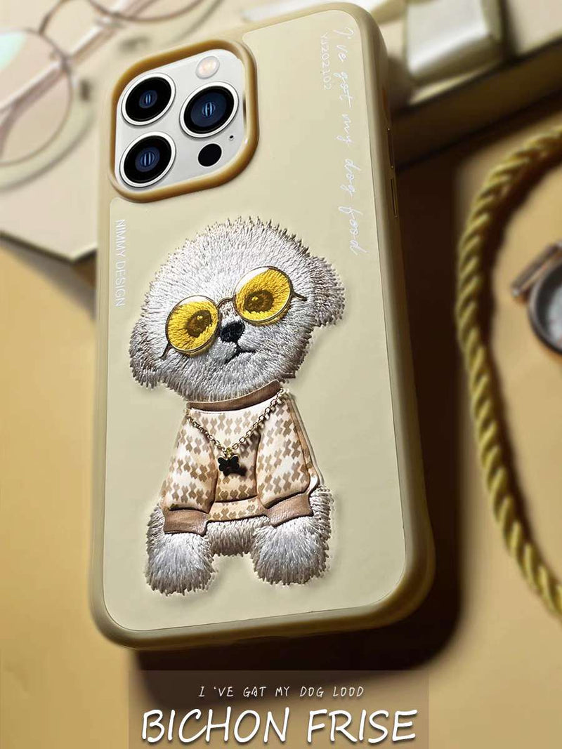 Chargez l&#39;image dans la visionneuse de la galerie, Nimmy Pet Animal Series iPhone 13/14/15/Pro/Max Embroidery 3D Cute Cool Case - Polar Tech Australia

