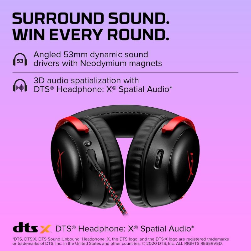 Cargue la imagen en el visor de la galería, HyperX Cloud III – Wired Gaming Headset, PC, PS5, Xbox Series X|S, Angled 53mm Drivers, DTS, Memory Foam, Durable Frame, Ultra-Clear 10mm Mic, USB-C, USB-A, 3.5mm
