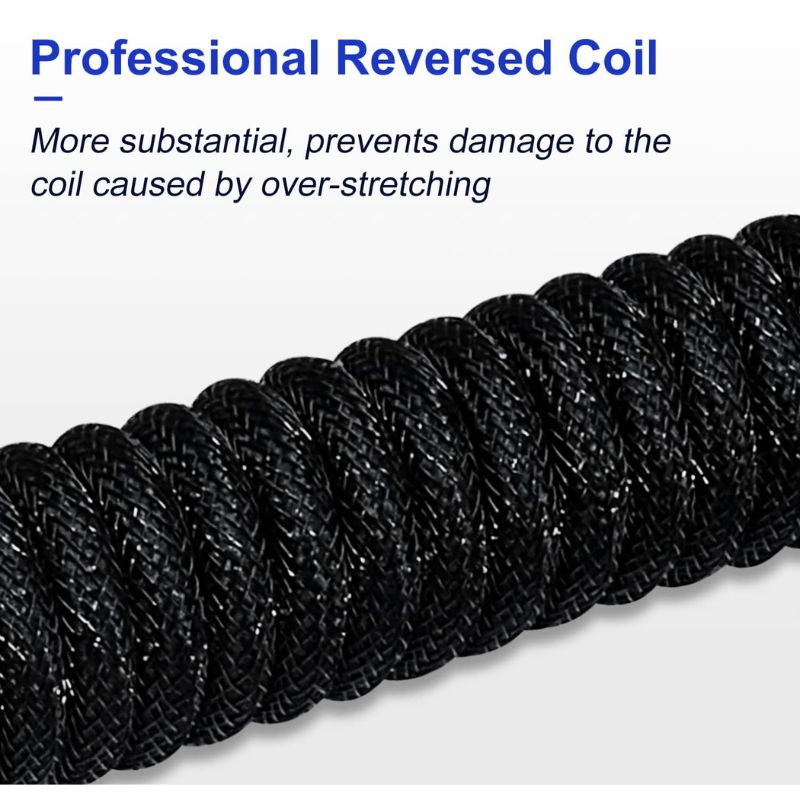 Chargez l&#39;image dans la visionneuse de la galerie, Custom Coiled 1.8M USB C Cable for Gaming Keyboard, Double-Sleeved Mechanical Keyboard Cable with Detachable Metal Aviator
