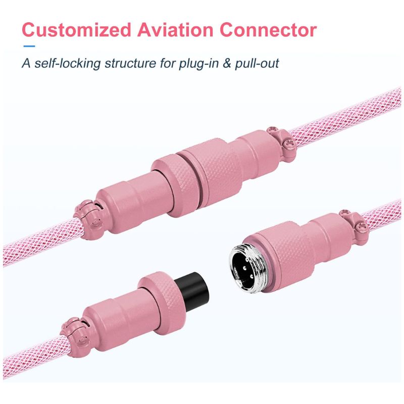 Chargez l&#39;image dans la visionneuse de la galerie, Custom Coiled 1.8M USB C Cable for Gaming Keyboard, Double-Sleeved Mechanical Keyboard Cable with Detachable Metal Aviator
