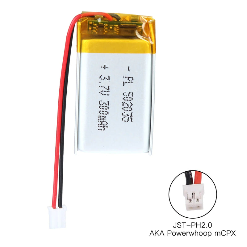 Cargue la imagen en el visor de la galería, [PH2.0-JST Connector][502035] Universal 300mAh 3.7V Rechargeable Li-Ion Lithium Polymer Battery - Polar Tech Australia
