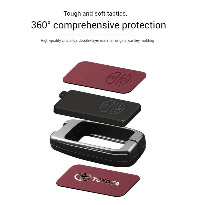 Load image into Gallery viewer, Toyota Full Metal  Coverage + PU Leather Car Key Fob Case Cover For Corolla, Camry, Prado, Avalon - i-Station Mobile Phone &amp; Electronic Device Repair and Accessories
