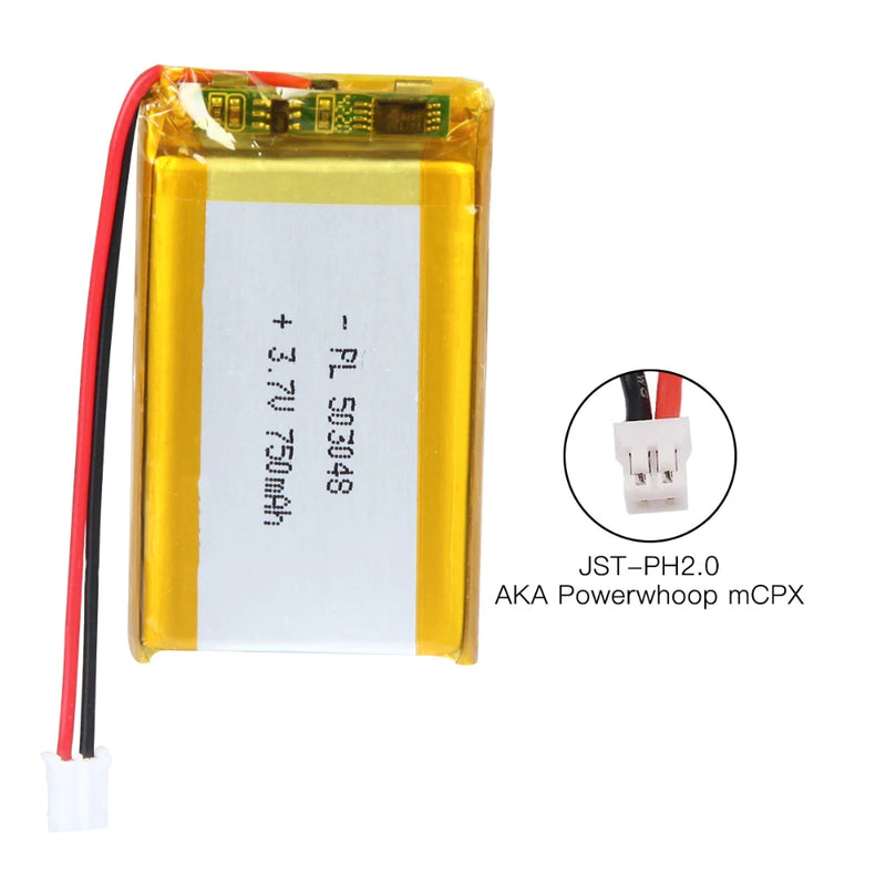 Cargue la imagen en el visor de la galería, [PH2.0-JST Connector][503048] Universal 750mAh 3.7V Rechargeable Li-Ion Lithium Polymer Battery - Polar Tech Australia

