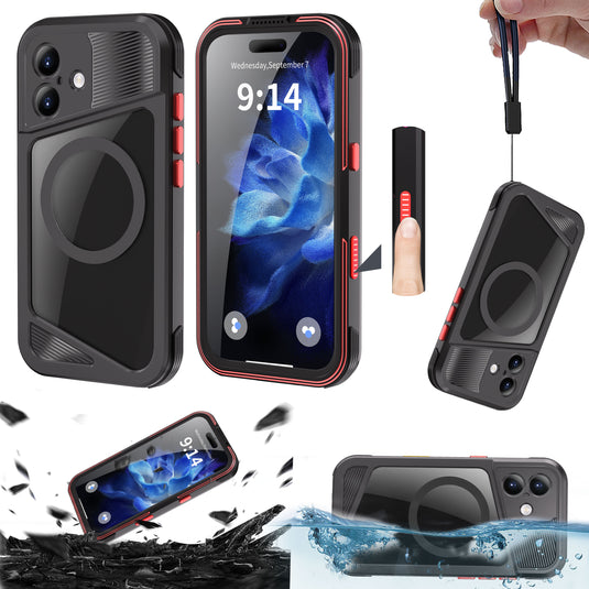 [Magsafe Compatible] [GTM Series][Latest Version] Apple iPhone 17/Air/Pro/Pro Max - Redpepper Shellbox Full Covered Metal Waterproof Heavy Duty Tough Armor Case