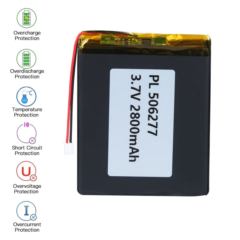 Chargez l&#39;image dans la visionneuse de la galerie, [PH2.0-JST Connector][506277] Universal 2800mAh 3.7V Rechargeable Li-Ion Lithium Polymer Battery - Polar Tech Australia
