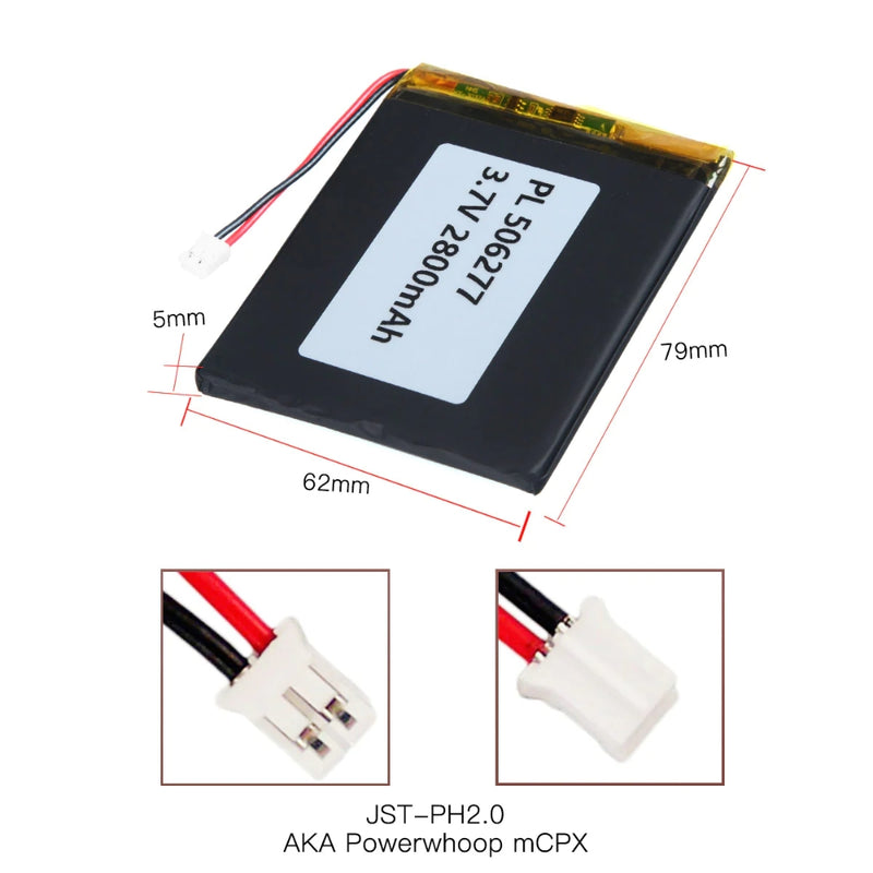 Chargez l&#39;image dans la visionneuse de la galerie, [PH2.0-JST Connector][506277] Universal 2800mAh 3.7V Rechargeable Li-Ion Lithium Polymer Battery - Polar Tech Australia
