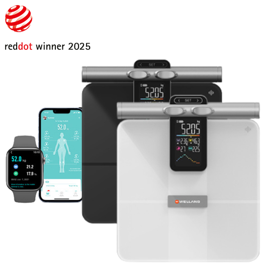 Fitdays Wireless Bluetooth Professional 8-electrode Body Fat Scales with Hand Sensor Full Body Composition BMI Scale