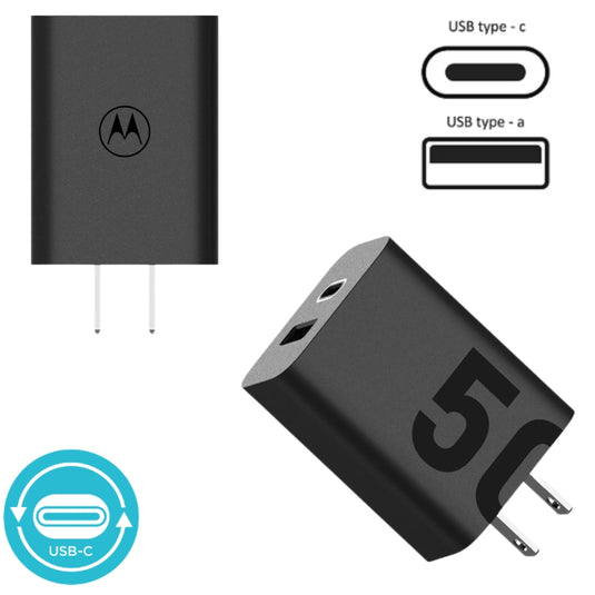 Motorola TurboPower Share 50W GaN Charger PD Type-C & USB Dual Port Wall Travelling Charger Adapter - (SAA Approved/AU Plug) - Polar Tech Australia