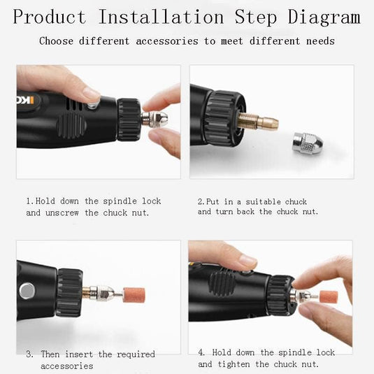 [31 in 1] Komax 12V 5-Speed Touch Screen Portable Type-C Chargeable Powerful Multifunction Polishing Pen Grinding Grinder Hand DIY Tool - Polar Tech Australia