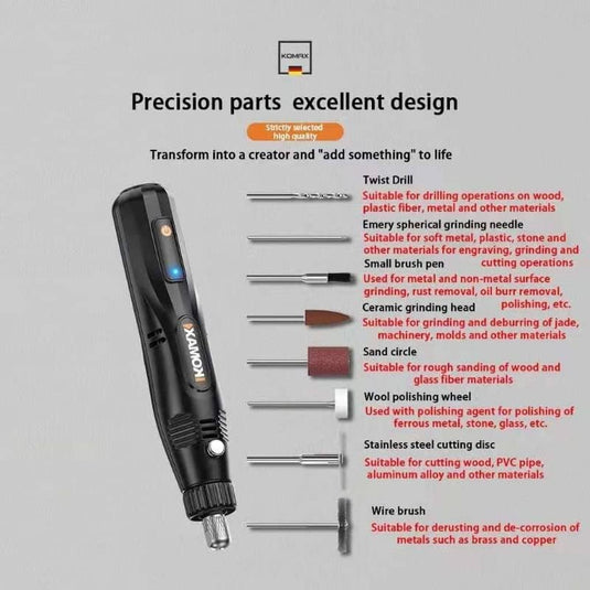 [31 in 1] Komax 12V 5-Speed Touch Screen Portable Type-C Chargeable Powerful Multifunction Polishing Pen Grinding Grinder Hand DIY Tool - Polar Tech Australia