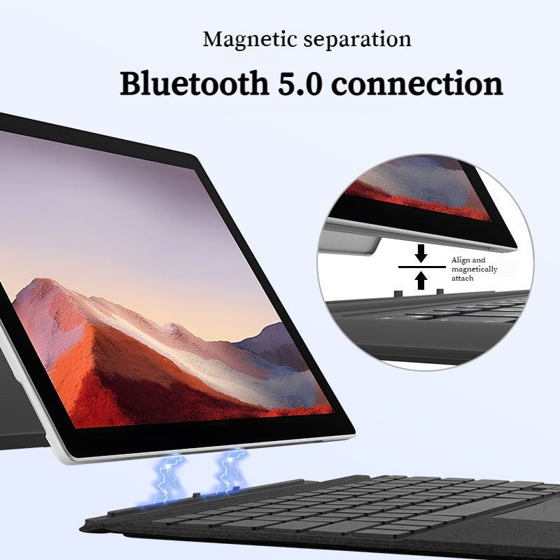 Chargez l&#39;image dans la visionneuse de la galerie, [With RGB Backlit] Microsoft Surface Pro 3/4/5/6/7/7 Plus - Compatible Ultra Thin Wireless Bluetooth Magnetic Touch Keyboard
