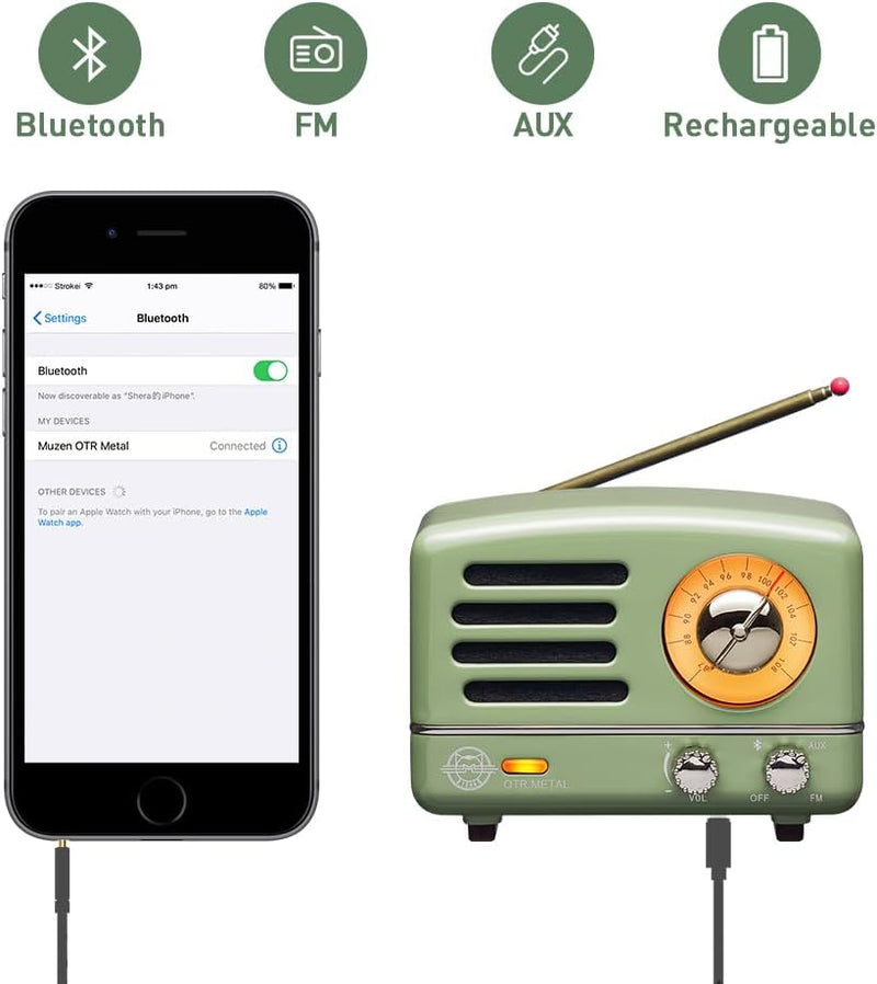 Load image into Gallery viewer, Muzen OTR Metal Portable Bluetooth Speaker / FM Radio - Black - Polar Tech Australia
