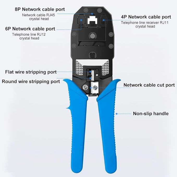 Chargez l&#39;image dans la visionneuse de la galerie, [99 in 1] Portable Self-adjusting 4P/6P/8P Crimping Pliers Wire Cable End Sleeve Ferrule Cutter Crimper Network Ethernet Internet Cable Clamp Tool Tester Set - Polar Tech Australia

