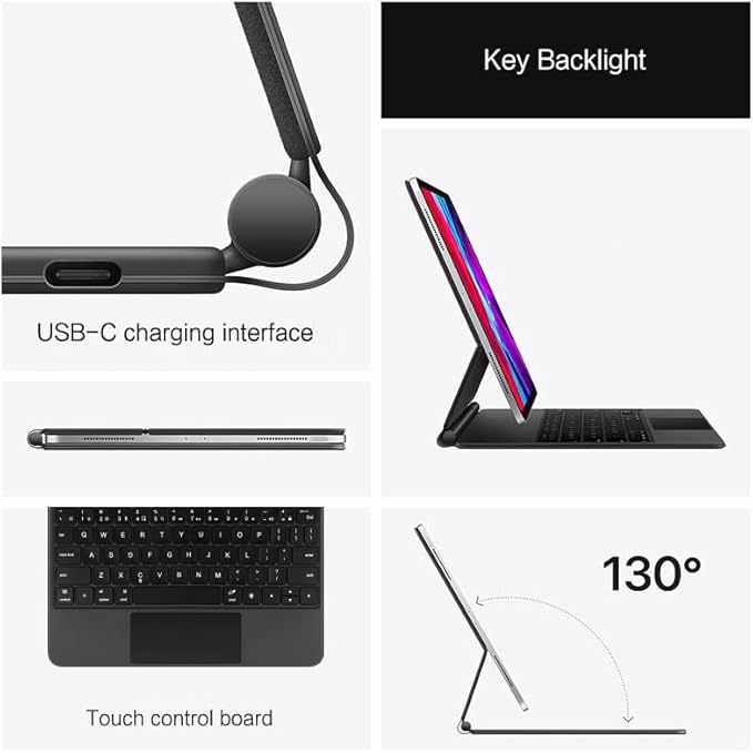 Load image into Gallery viewer, KIBO Apple iPad Mini 8.3&#39;&#39; 6/7th Gen (2021/2024) - Easy-Set Floating Cantilever Stand Precision Multi-Touch Trackpad Smart Wireless Keyboard Case With Backlit Keys

