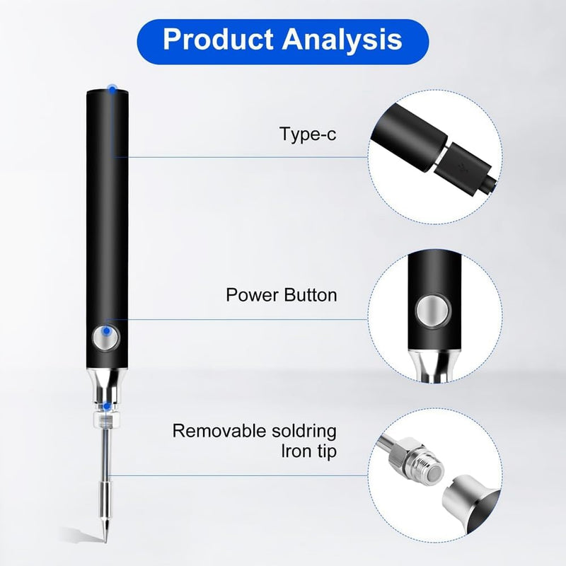 Chargez l&#39;image dans la visionneuse de la galerie, [Battery Power][Max 450℃] Komax 3 Level Adjustable Temperature Portable Type-C Chargeable Built-in Battery Soldering Iron Station - Polar Tech Australia
