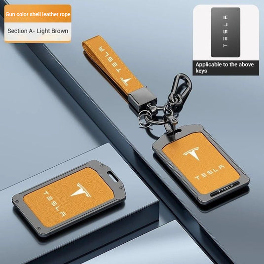 Tesla Alloy-Framed Leather Card Key Case for Model 3 & Model Y