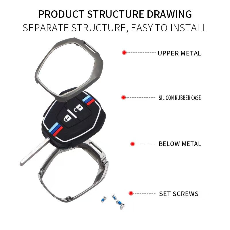 Chargez l&#39;image dans la visionneuse de la galerie, Isuzu Metal Shell &amp; Soft Silicone Full Protection Car Key Fob Case Cover For MU-X, D-MAX
