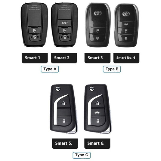 Toyota TRD Carbon Fiber Metal Car Key Fob Protective Case Cover For C-HR, Camry, RAV4, Avalon, Prius, Corolla, Highlander, GT86, Prado