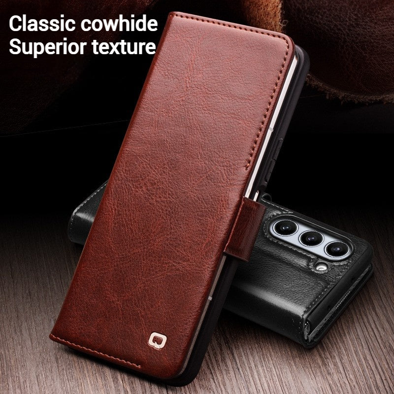 Load image into Gallery viewer, [Built-in Card Slot] Samsung Galaxy Z Fold7 Folding Genuine Leather Wallet Protective Case
