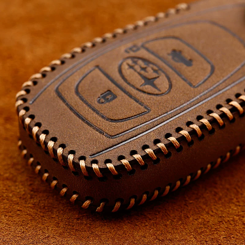 Load image into Gallery viewer, Subaru Cowhide Leather Car Key Fob Protective Cover Case For Outback, Ascent, Forester, Crosstrek, Legacy, Impreza, WRX

