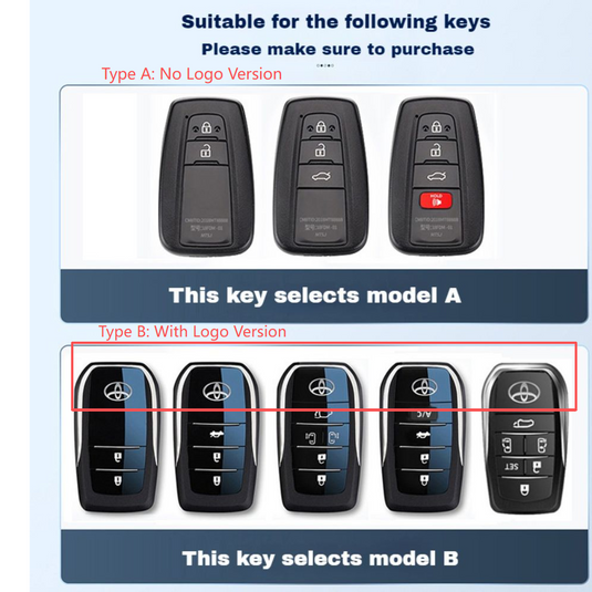 Toyota PU Leather + Zinc Alloy Car Key Fob Case Cover For Corolla, Prius, Camry, C-HR, RAV4, Altis, Land Cruiser, Prado