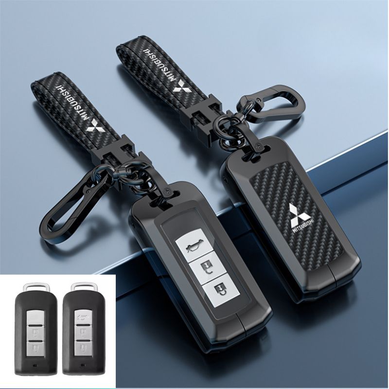 Chargez l&#39;image dans la visionneuse de la galerie, Mitsubishi Zinc Alloy + Carbon Fiber Texture Car Key Fob Case Cover For Outlander, Eclipse Cross, ASX, Pajero, Pajero Sport, Lancer EX
