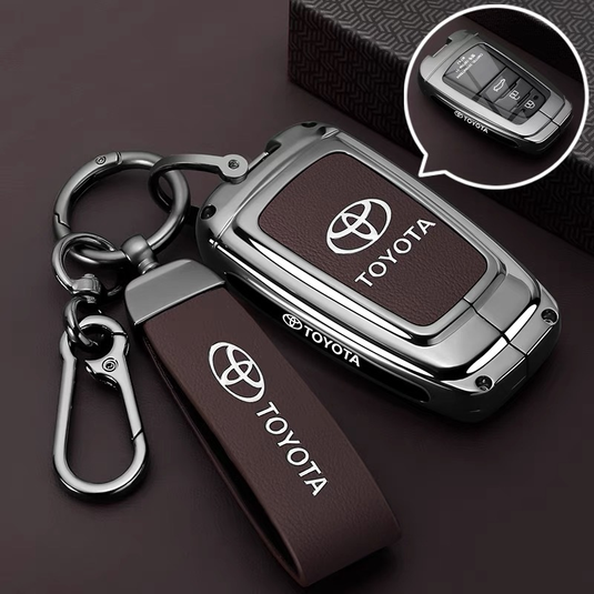 Toyota PU Leather + Zinc Alloy Car Key Fob Case Cover For Corolla, Prius, Camry, C-HR, RAV4, Altis, Land Cruiser Prado - i-Station Mobile Phone & Electronic Device Repair and Accessories
