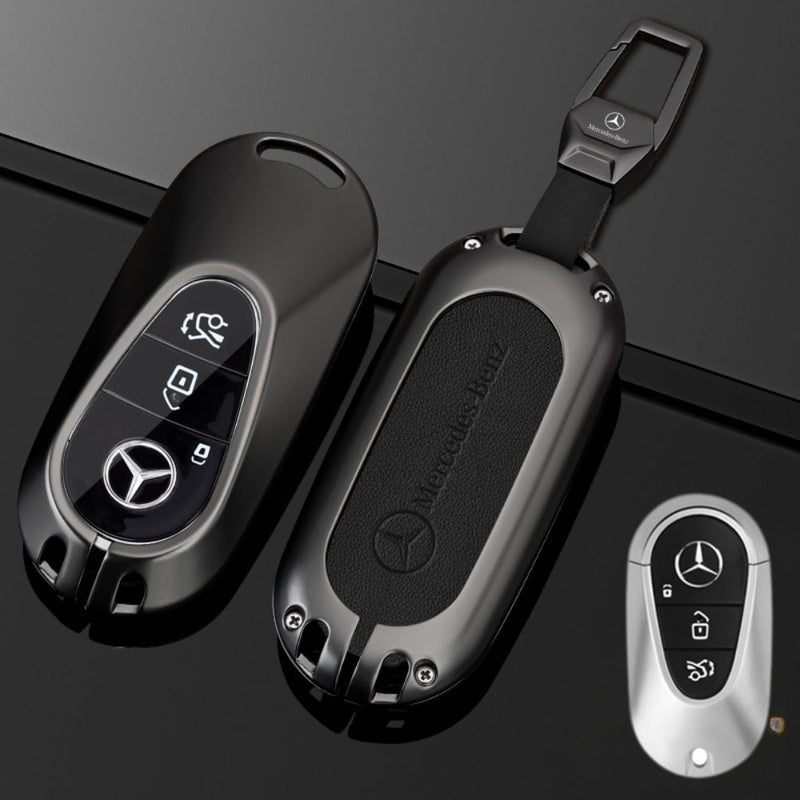 Chargez l&#39;image dans la visionneuse de la galerie, Mercedes Benz Alloy + Leather Protection Car Key Fob Case Cover For Benz A, B, C, E, S, G-Class, GLA, GLB, GLC, GLE, GLS, CLA, CLS, EQC
