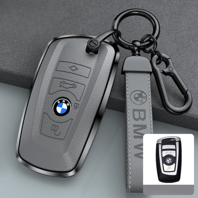 Load image into Gallery viewer, BMW Zinc Alloy + Leather Protection Car Key Fob Case Cover For 1, 2, 3, 5, 7 Series, X3, X5, X6
