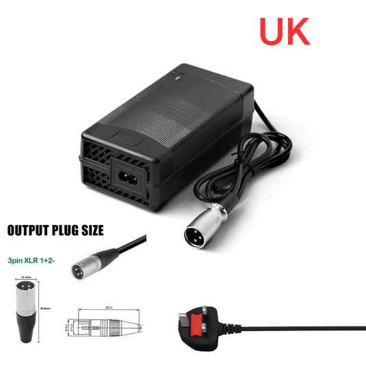 [48V-54.6V/3A][XLR Male Plug] Universal For 48V 13S Li-Ion Lithium Battery Pack Electric Scooter EBike AC Power Adapter Charger - Polar Tech Australia