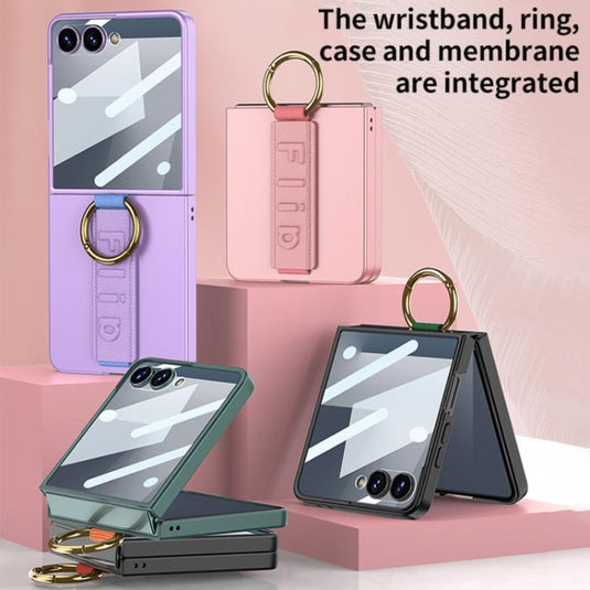 Samsung Galaxy Z Flip7 5G - Integrated Ultrathin Shockproof Phone Case with Ring Wrist Strap
