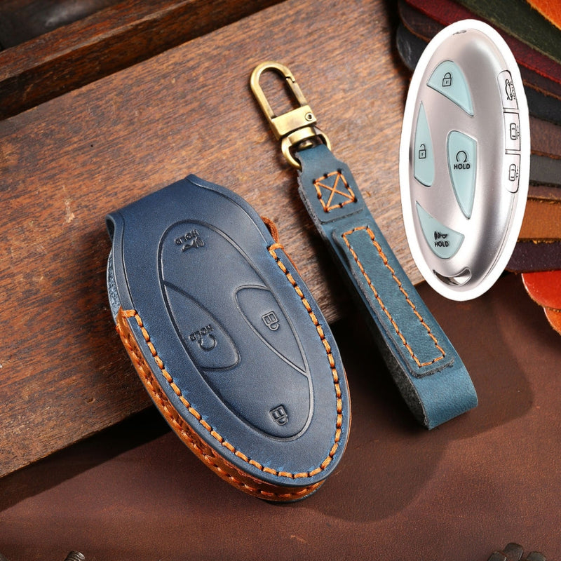 Load image into Gallery viewer, Hyundai Handcrafted Genuine Leather Car Key Fob Protective Case Cover For Ionic 6, Kona EV, Grandeur GN7
