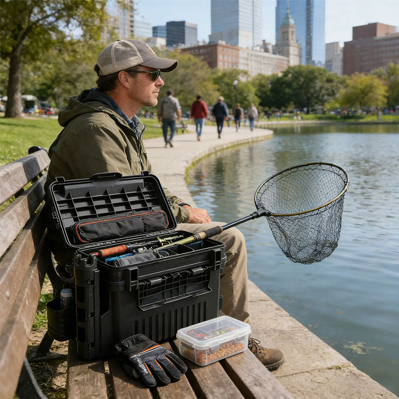 Chargez l'image dans la visionneuse de la galerie, Portable 2-Layer Fishing Tackle Box, Adjustable Compartment Tackle Bag with Rod &amp; Cup Holder
