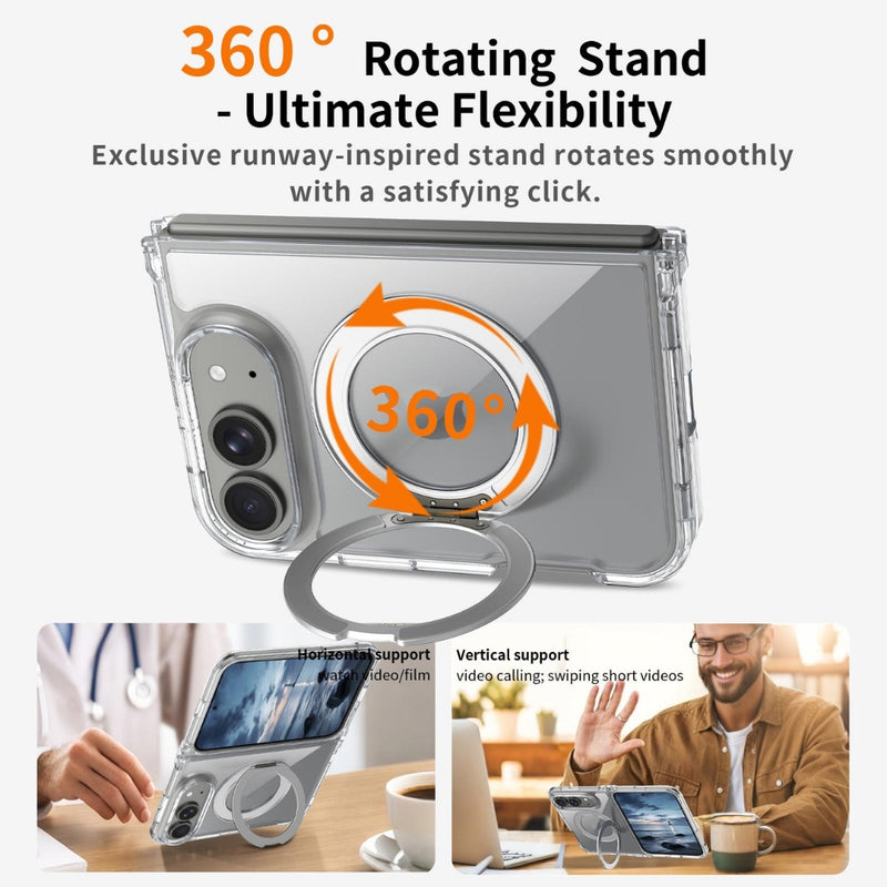 Chargez l'image dans la visionneuse de la galerie, Apple iPhone Ultra / Fold - Scratch-proof Transparent Rotating Holder Magnetic Phone Case
