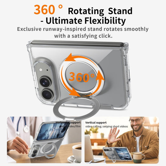 Apple iPhone Ultra / Fold - Scratch-proof Transparent Rotating Holder Magnetic Phone Case